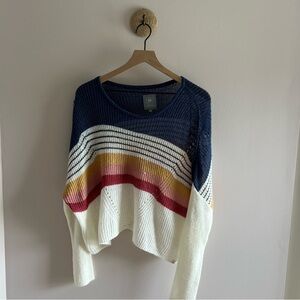 Rip Curl Navy and Multicolor Striped Sweater